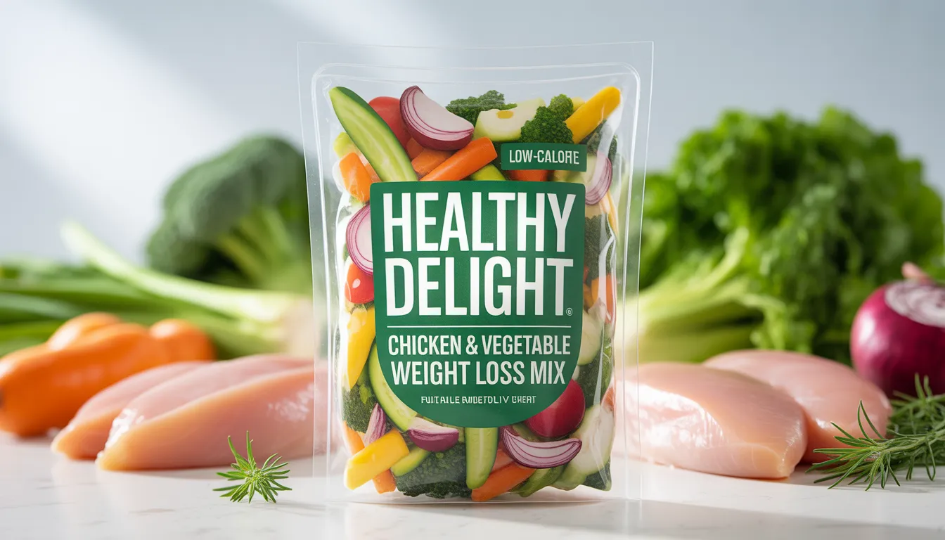 Low-calorie chicken and vegetable dog food